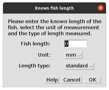 Known fish length dialog