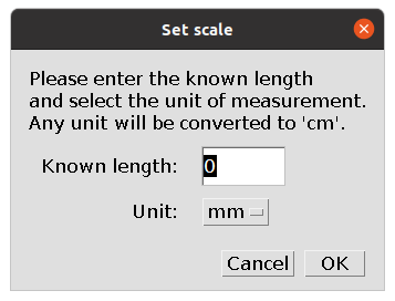 Set scale dialog